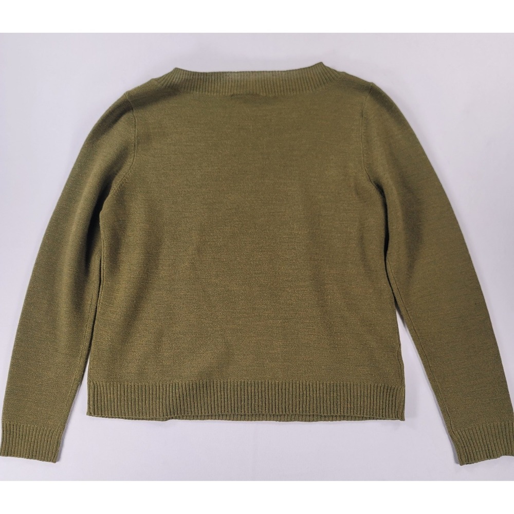 Eileen Fisher Merino Wool Sweater Womens SP Olive Green Crewneck Knit Top - Picture 5 of 6